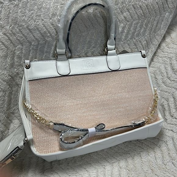 Laundry By Design Woman's purse in pinkish tan and white vegan leather NWT! - Picture 4 of 8